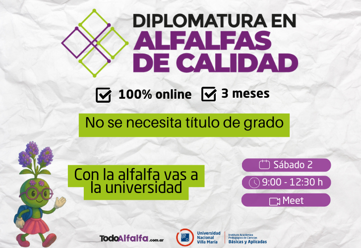 Este sábado inicia la diplomatura en Alfalfas de Calidad