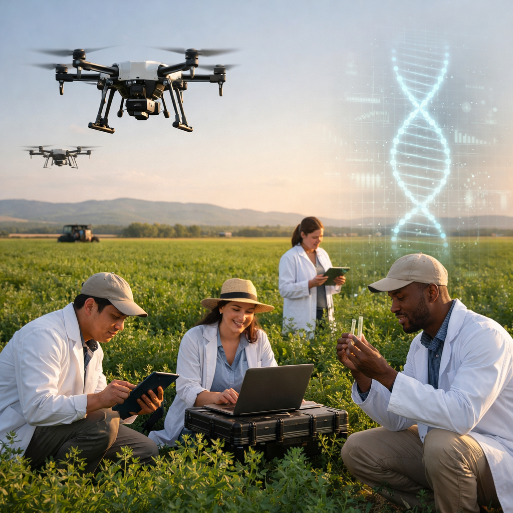 Ciencia sin fronteras: El argentino que redefine el futuro de la alfalfa con drones y genómica